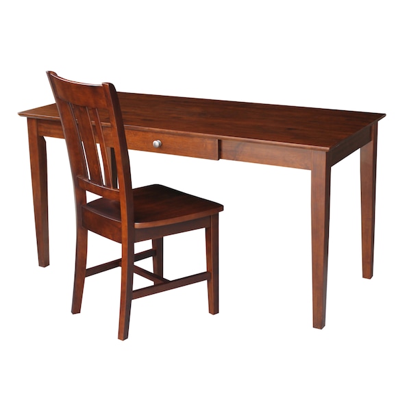 International Concepts Desk with Drawer, Larger Size And Chair 26 in D X 26 H, 30 W X Hardwood, Espresso K-581-42-10 - main
